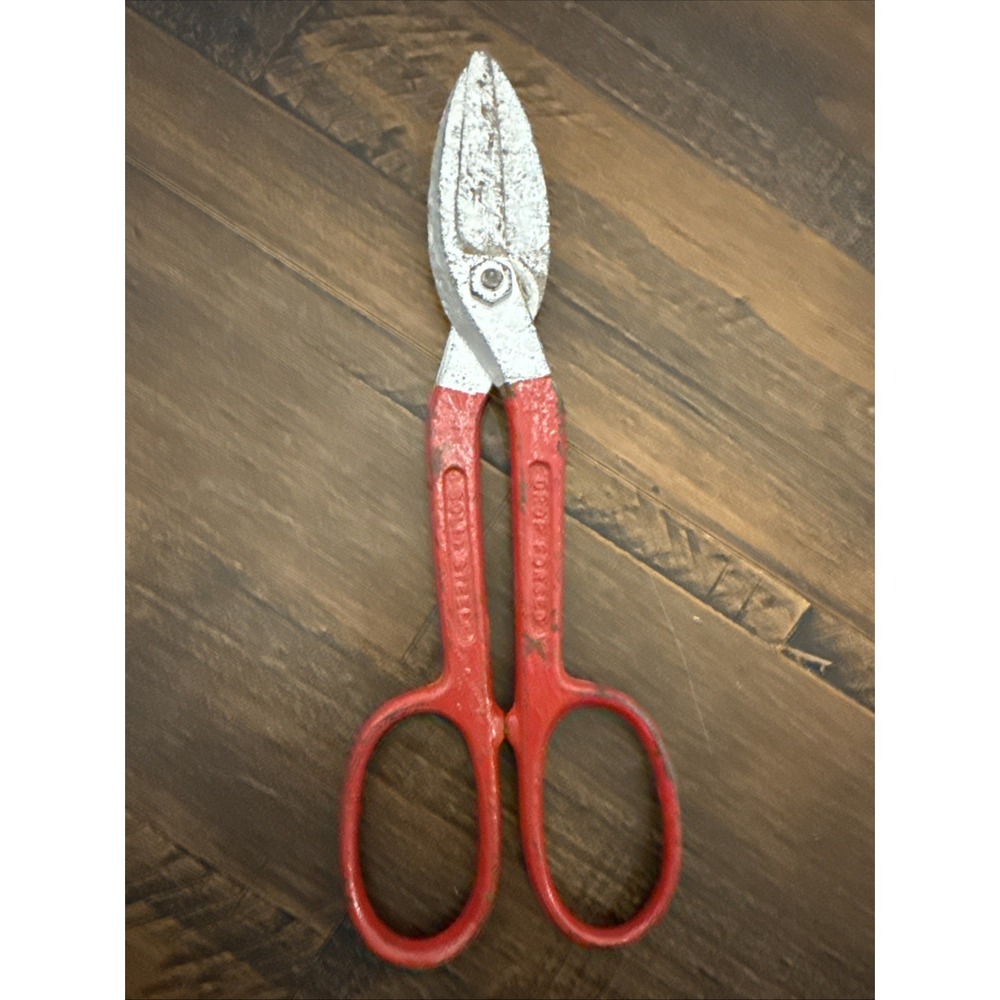 Wiss A-11 Drop Forged Tin Snips Metal Shears 10" Made in USA Red Handle Vtg
